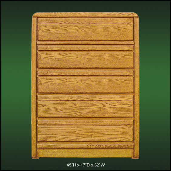 Waterbed Furniture - 5 drawer chest oak